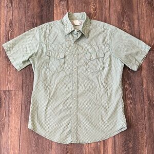 Wrangler Wrancher Western Pearl Snap Shirt Mens Large Green Cowboy